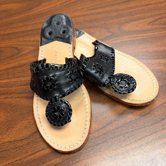 Jack Rogers 1960 Black Sandals with Textured Design 6M - Picture 1 of 6